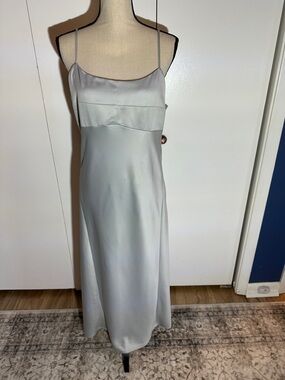 Divided Silver Satin Maxi Slip Dress